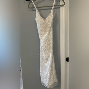 HELSI White/Silver sequin dress, Size Small